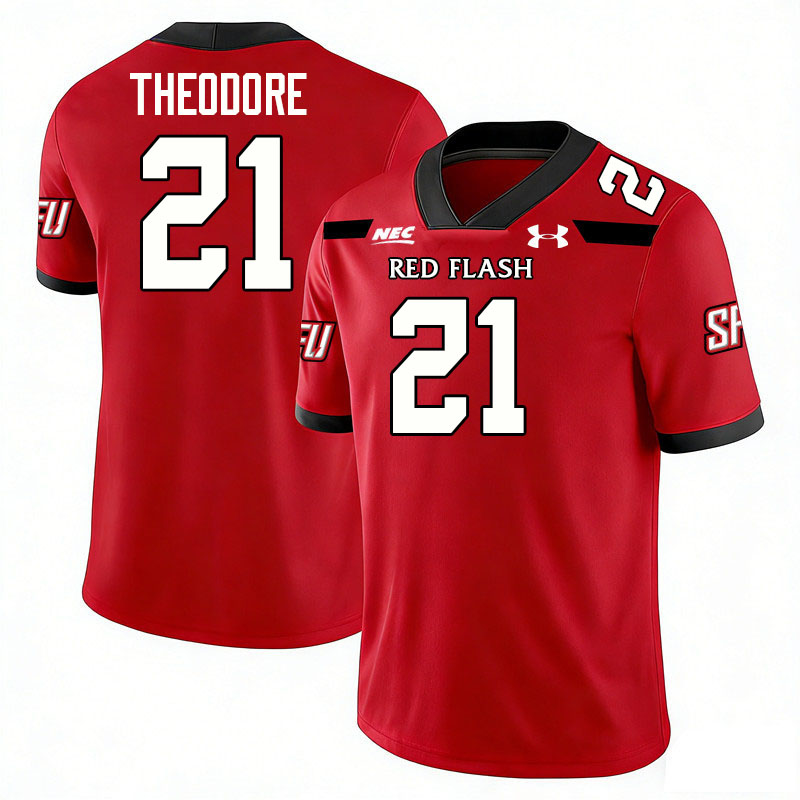 Saint Francis Red Flash #21 Jordan Theodore College Football Jerseys,Uniforms Stitched-Red